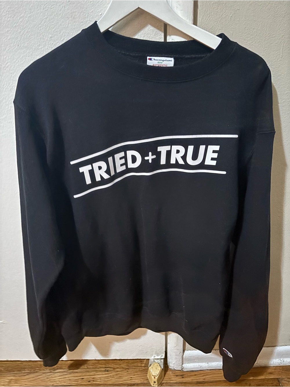 Champion women’s Black 'Tried + True' Graphic Crewneck Sweatshirt